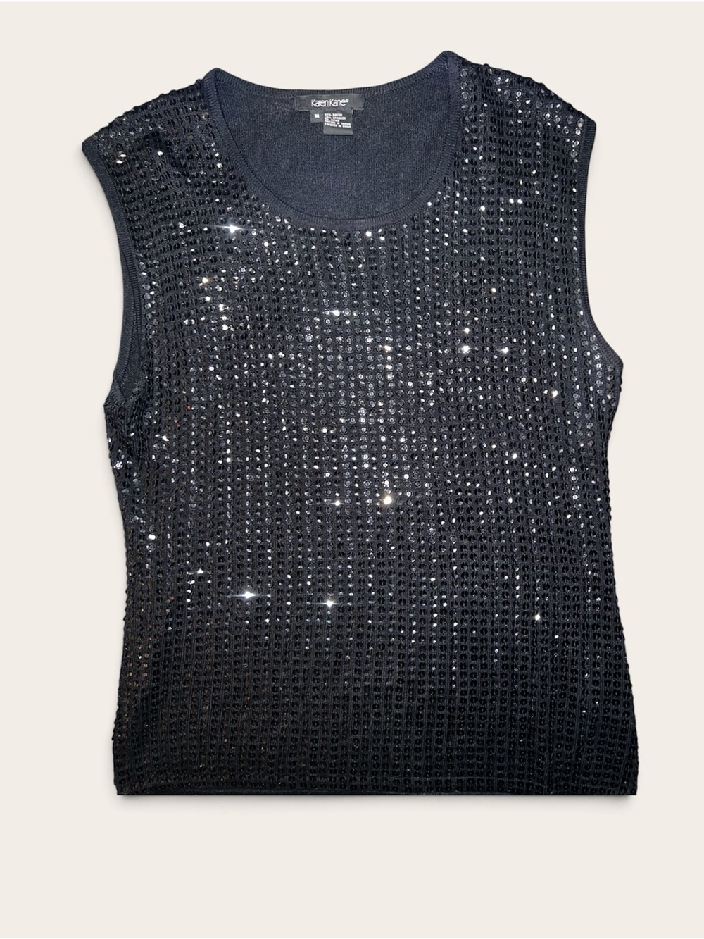 Karen Kane Black Sequin Sleeveless Knit Tank